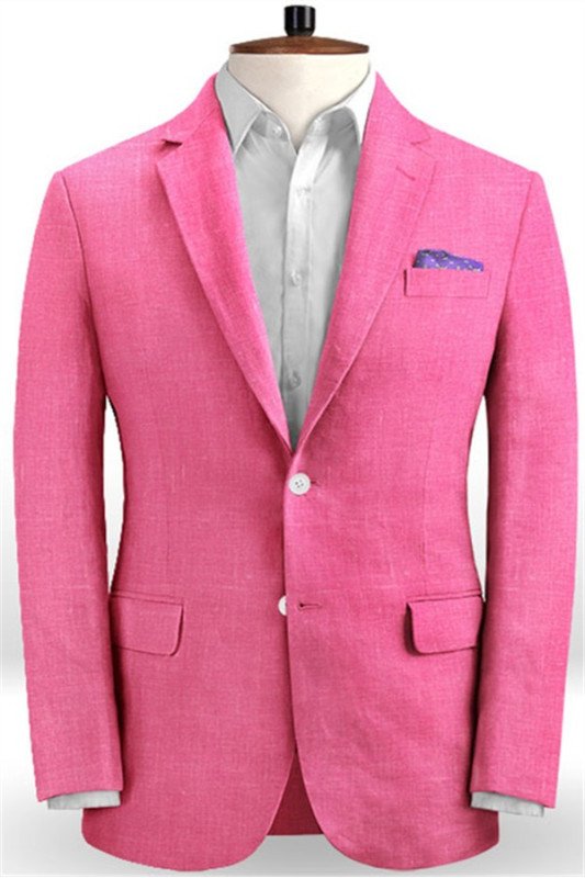 Latest Fuchsia Linen Men Suit | Formal Best Fitted Blazer Summer Beach Tuxedo