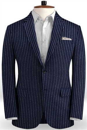 New Arrival Dark Blue Linen Formal Tuxedo | Business Striped Two Pieces Men Suits New Arrival Dark Blue Linen Formal Tuxedo | Business Striped Two Pieces Men Suits
