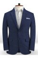 Latest Design Summer Dark Blue Linen Men Suit | Cutsom Best Fitted Two Piece Tuxedo