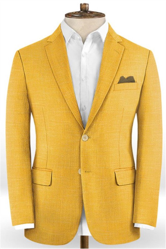 Vintage Yellow British Fashion Male Suit | New Arrival Prom Outfits with Two Pieces