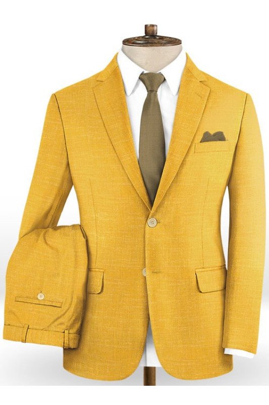 Vintage Yellow British Fashion Male Suit | New Arrival Prom Outfits with Two Pieces