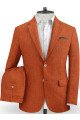 Summer Orange Linen Men Suits with Two Pieces | Slim Fit Formal Party Prom Blazer Suit