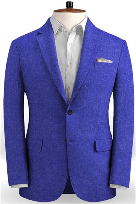 Royal Blue Prom Men Suits | Bespoke Linen Two Pieces Tuxedo