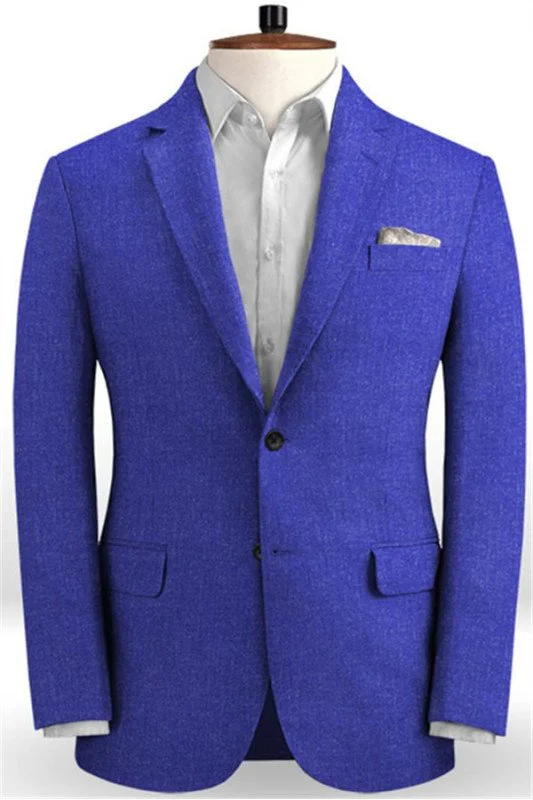 Royal Blue Prom Men Suits | Bespoke Linen Two Pieces Tuxedo Royal Blue Prom Men Suits | Bespoke Linen Two Pieces Tuxedo