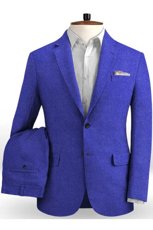Royal Blue Prom Men Suits | Bespoke Linen Two Pieces Tuxedo Royal Blue Prom Men Suits | Bespoke Linen Two Pieces Tuxedo