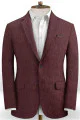 Burgundy Business Men Suits | Notched Lapel Linen Tuxedo Burgundy Business Men Suits | Notched Lapel Linen Tuxedo