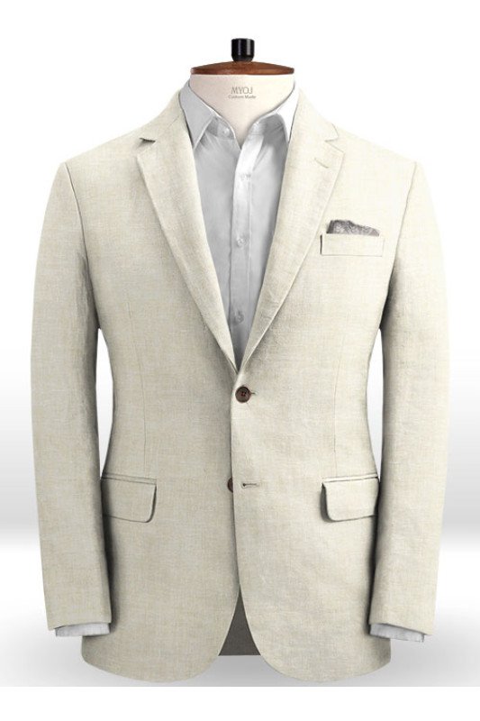 Beach Ivory Linen Men Suits Wedding Suits | Best Fitted Casual Groom Prom Tuxedos