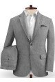 Gray Two Pieces Beach Groom Suits | Linen Slim Fit Wedding Business Tuxedo