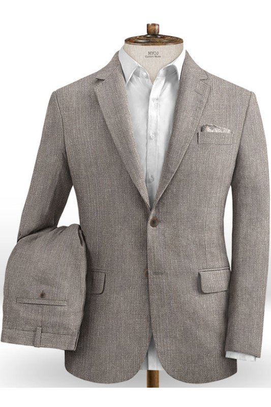 Light Gray Linen Suit For Beach Wedding Two Piece | Fashion Groom Tuxedos Prom Suits Casual Style