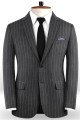 New Smoking Gray Men Suits For Business | Chic Striped Notch Lapel Tuxedo