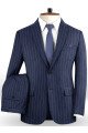 Dark Blue Business Formal Suits | Chic Two Buttons Striped Tuxedo