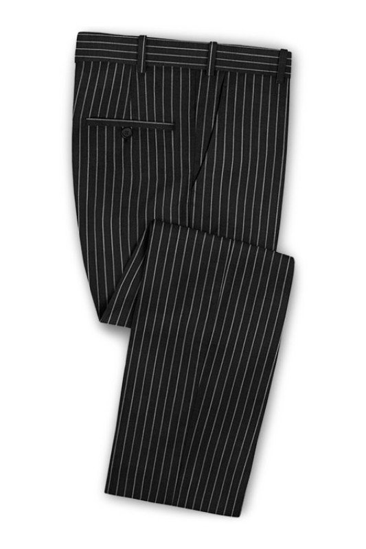 NewArrival Black Business Men Suits | Wedding Two Piece Striped Groom Tuxedos