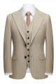 Modern Khaki Striped Peak Lapel Formal Men Suit for Business