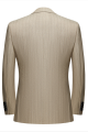 Modern Khaki Striped Peak Lapel Formal Men Suit for Business