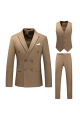 Latest Design Peak Lapel Double Breasted Coffee Men Suits for Formal