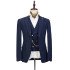 Stylish Dark Blue Three-Piece Chic Peaked Lapel Wedding Men Suits