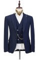 Stylish Dark Blue Three-Piece Chic Peaked Lapel Wedding Men Suits