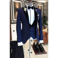 Paul Bespoke Peaked Lapel Best Fitted Dark Navy Formal Business Men Suit Paul Bespoke Peaked Lapel Best Fitted Dark Navy Formal Business Men Suit