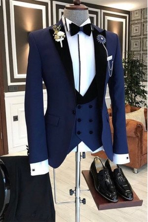 Paul Bespoke Peaked Lapel Best Fitted Dark Navy Formal Business Men Suit Paul Bespoke Peaked Lapel Best Fitted Dark Navy Formal Business Men Suit
