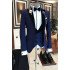 Paul Bespoke Peaked Lapel Best Fitted Dark Navy Formal Business Men Suit