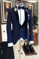 Paul Bespoke Peaked Lapel Best Fitted Dark Navy Formal Business Men Suit