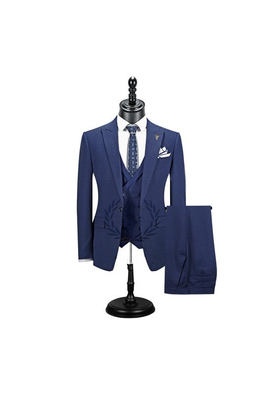 New Arrival Dark Navy Fashion Peaked Lapel Men Suits
