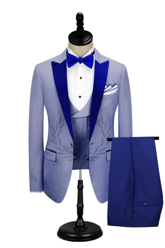 Ronald Elegant Royal Blue Peak Lapel Men Formal Suit