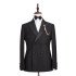 Classic Satin Peak Lapel Double Breasted Black Men Business Suit