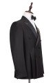 Classic Satin Peak Lapel Double Breasted Black Men Business Suit