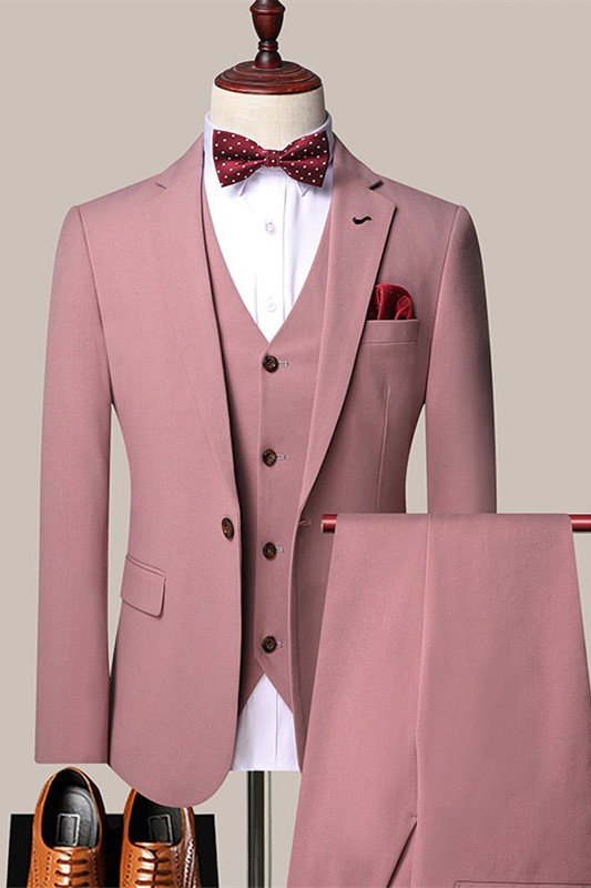 Donovan Pink One Button Notched Lapel Best Fitted Men Suits