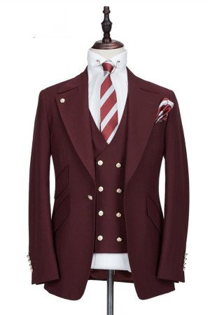 New Arrival Burgundy Peaked Lapel One Button Men Suits New Arrival Burgundy Peaked Lapel One Button Men Suits