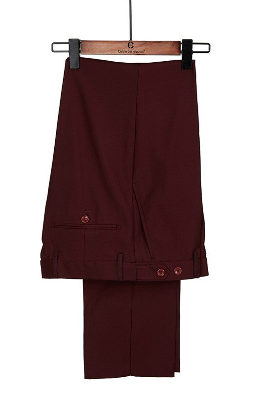 New Arrival Burgundy Peaked Lapel One Button Men Suits