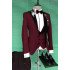 Devon Best Fitted Burgundy Three Pieces Men Suits with Black Peaked Lapel