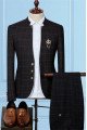 Stylish Black Slim Sit Plaid Fashion Two Pieces Men Suits