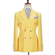 Brodie Yellow Double Breasted Peaked Lapel Best Fitted Bespoke Men Suits Brodie Yellow Double Breasted Peaked Lapel Best Fitted Bespoke Men Suits