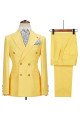 Brodie Yellow Double Breasted Peaked Lapel Best Fitted Bespoke Men Suits