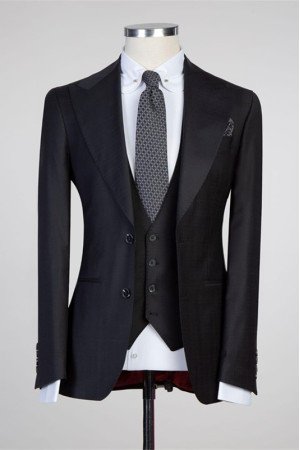 Tate Simple Black Peaked Lapel Chic Best Fitted Formal Men Suits Tate Simple Black Peaked Lapel Chic Best Fitted Formal Men Suits