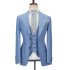 Fashion Blue Peak Lapel Men Suit | Three Piece Men Formal Suit without Flap
