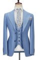 Fashion Blue Peak Lapel Men Suit | Three Piece Men Formal Suit without Flap