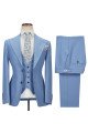 Fashion Blue Peak Lapel Men Suit | Three Piece Men Formal Suit without Flap