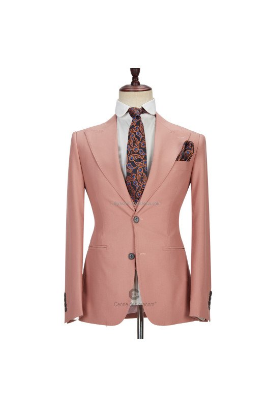 Ivan Three Piece Coral Pink Two Buttons Peak Lapel Fashion Men Suit