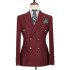 Fashion Double Breasted Burgundy Peak Lapel Men Formal Suit
