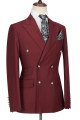 Fashion Double Breasted Burgundy Peak Lapel Men Formal Suit