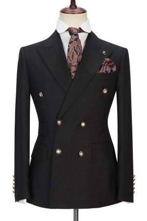 Stylish Classic Black Double Breasted Men Formal Suit with Peak Lapel Stylish Classic Black Double Breasted Men Formal Suit with Peak Lapel