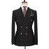 Stylish Classic Black Double Breasted Men Formal Suit with Peak Lapel