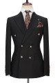 Stylish Classic Black Double Breasted Men Formal Suit with Peak Lapel