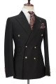 Stylish Classic Black Double Breasted Men Formal Suit with Peak Lapel