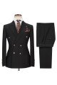 Stylish Classic Black Double Breasted Men Formal Suit with Peak Lapel