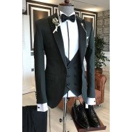 Chic Handsome Black Peaked Lapel Bespoke Men Suits for Business Chic Handsome Black Peaked Lapel Bespoke Men Suits for Business
