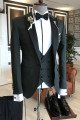 Chic Handsome Black Peaked Lapel Bespoke Men Suits for Business